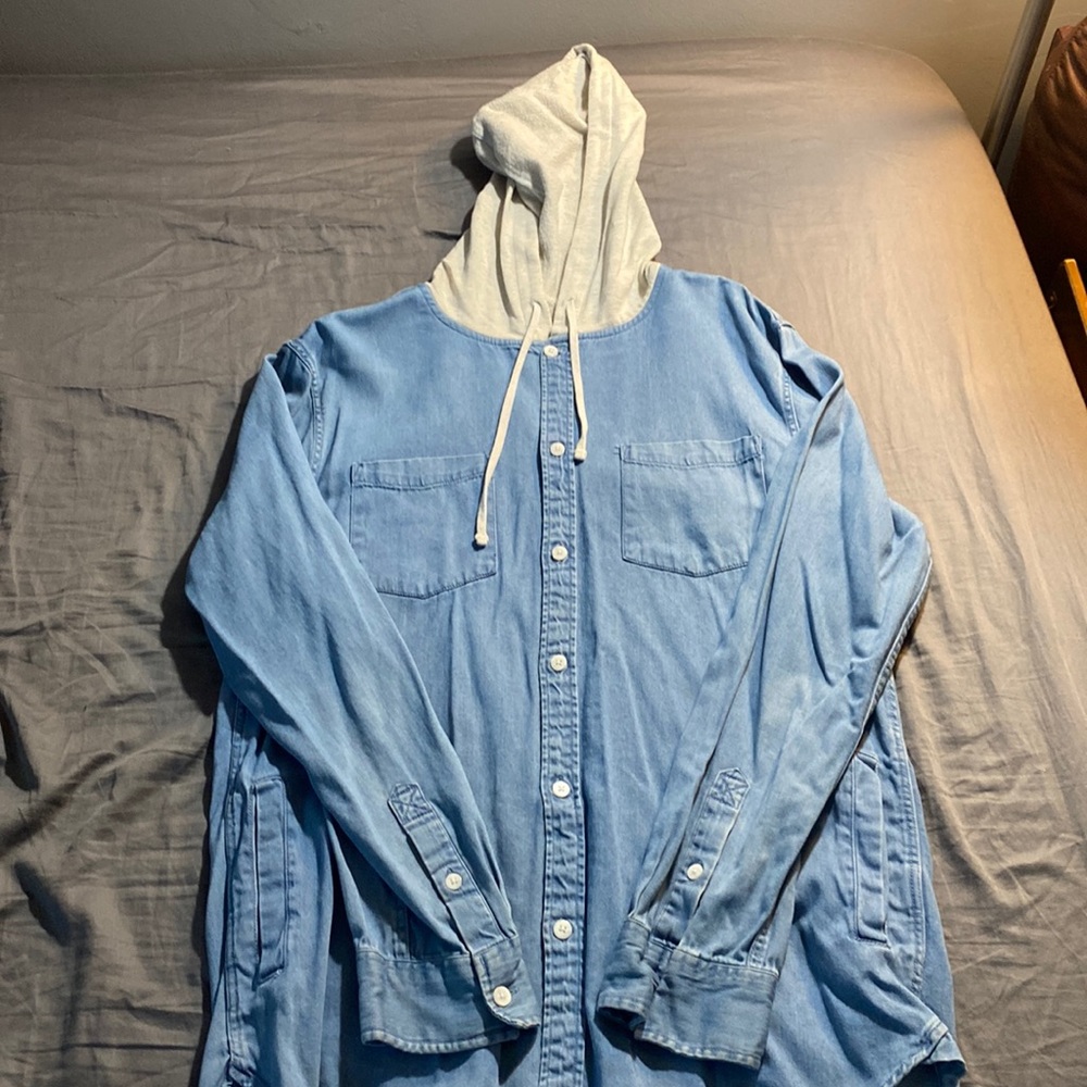 Modern Amusement Men’s denim button up hoodie